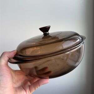 Pyrex Visions Glass Amber 023 Round 1.5L Casserole Baking Dish w/ Domed Lid
